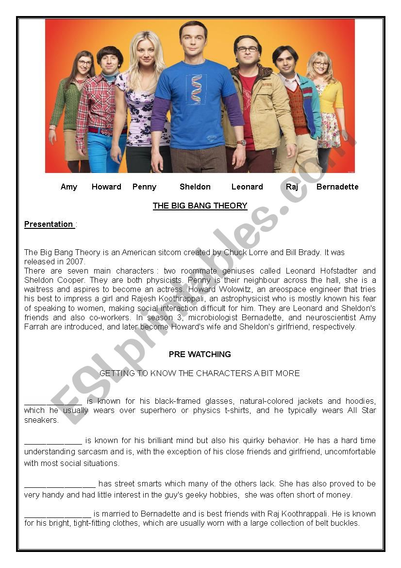 the big bang theory worksheet - The Einstein inspirtion