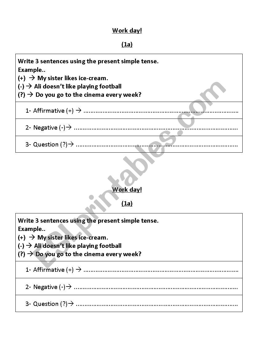 work day worksheet