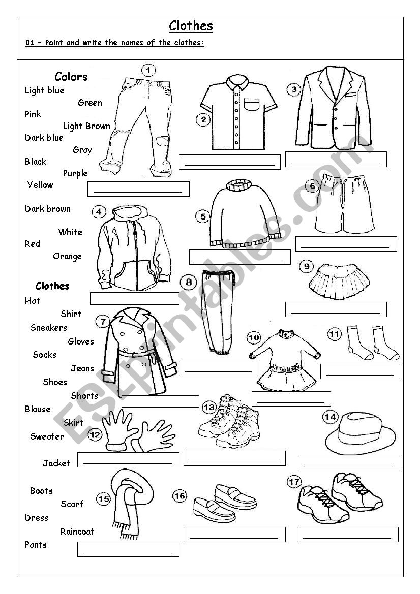 Clothes - Colors worksheet