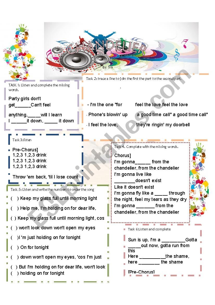 Chandelier worksheet