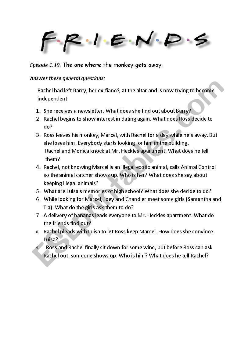 F.R.I.E.N.D.S. worksheet