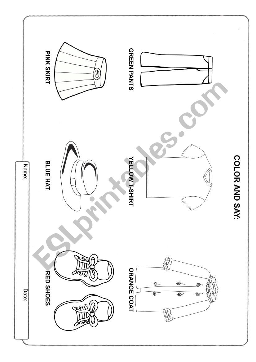 Clothes worksheet