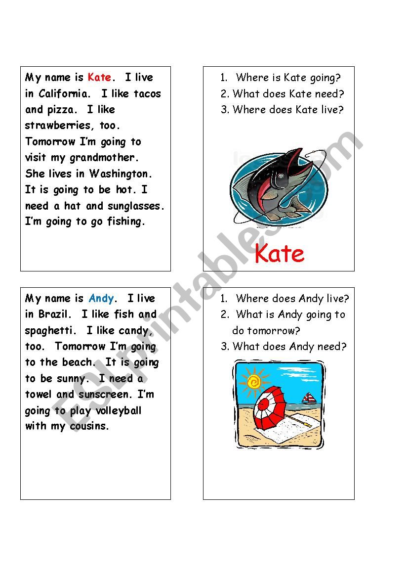 Lets Go 4, Unit 1, page 11 Speaking Cards (A)