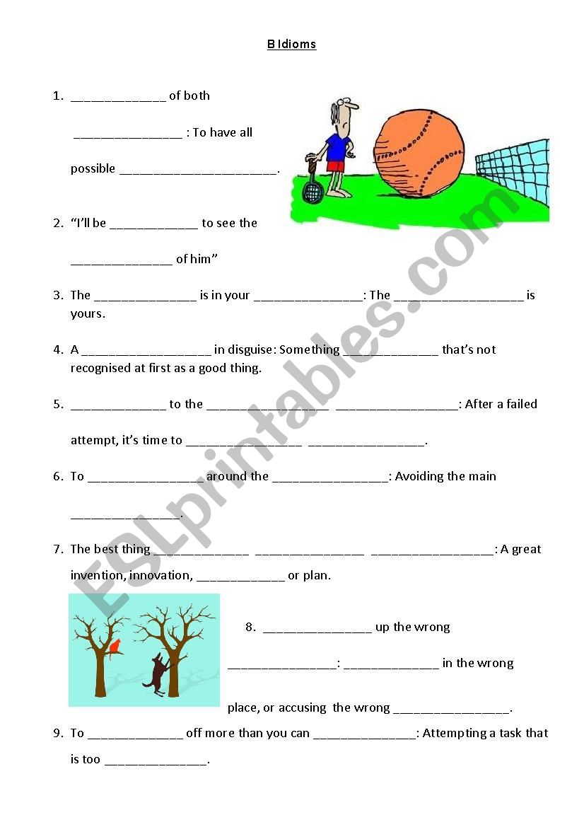 B Idioms worksheet