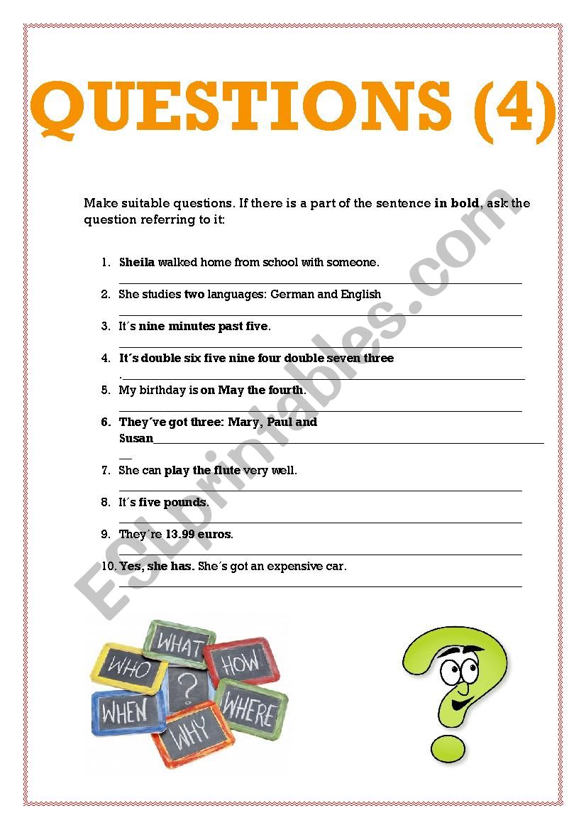 how to make questions worksheet