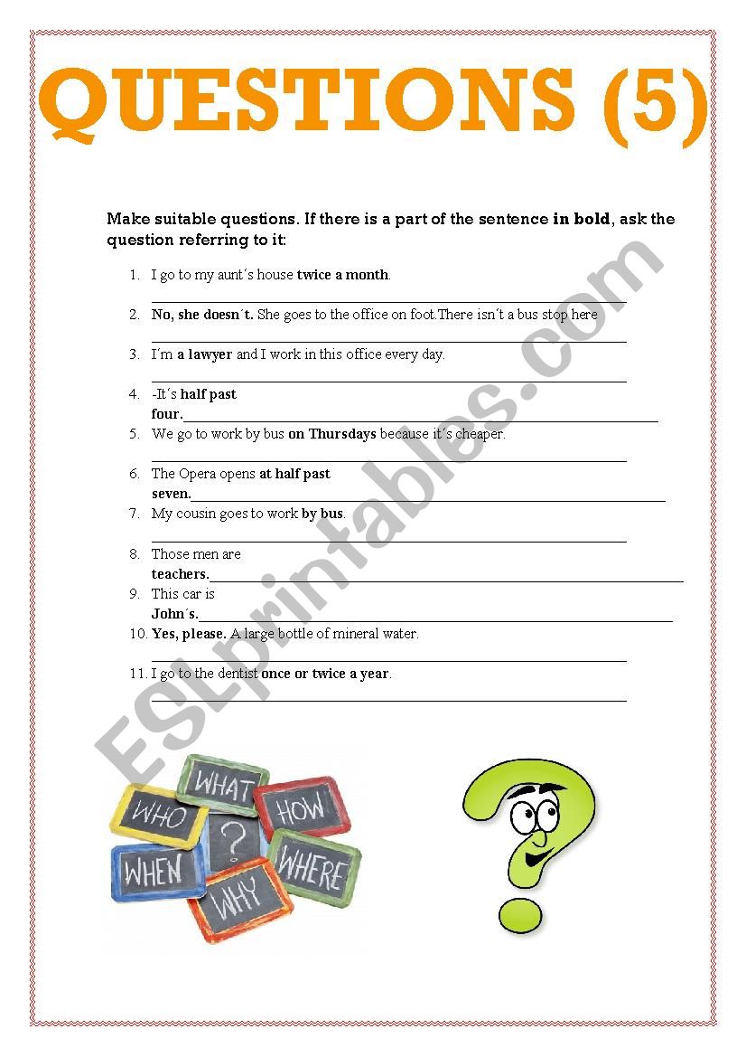 Make questions 5 worksheet