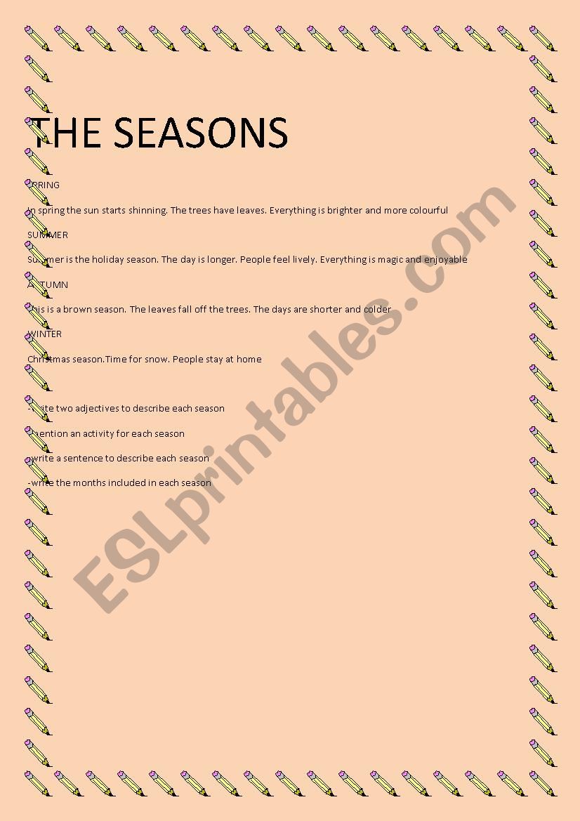 the seasons worksheet