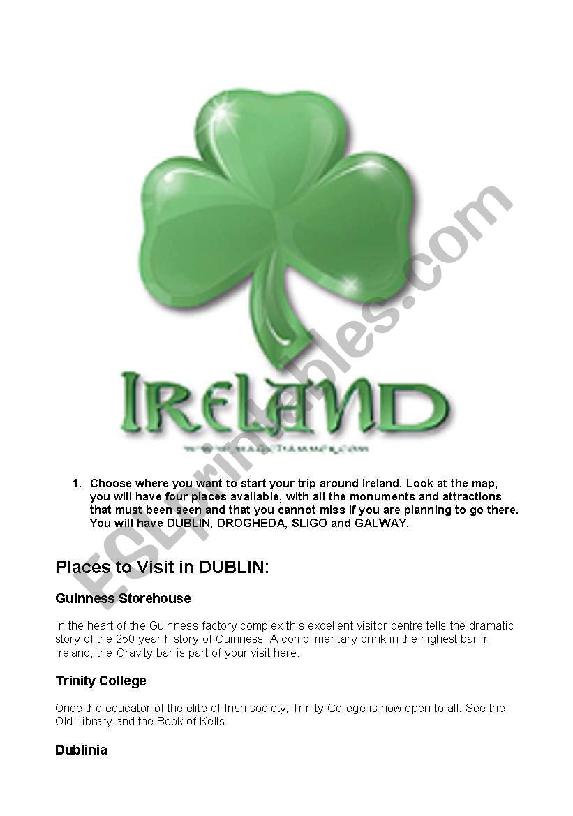 Ireland Itinerary - using present continuous, past simple and present perfect 