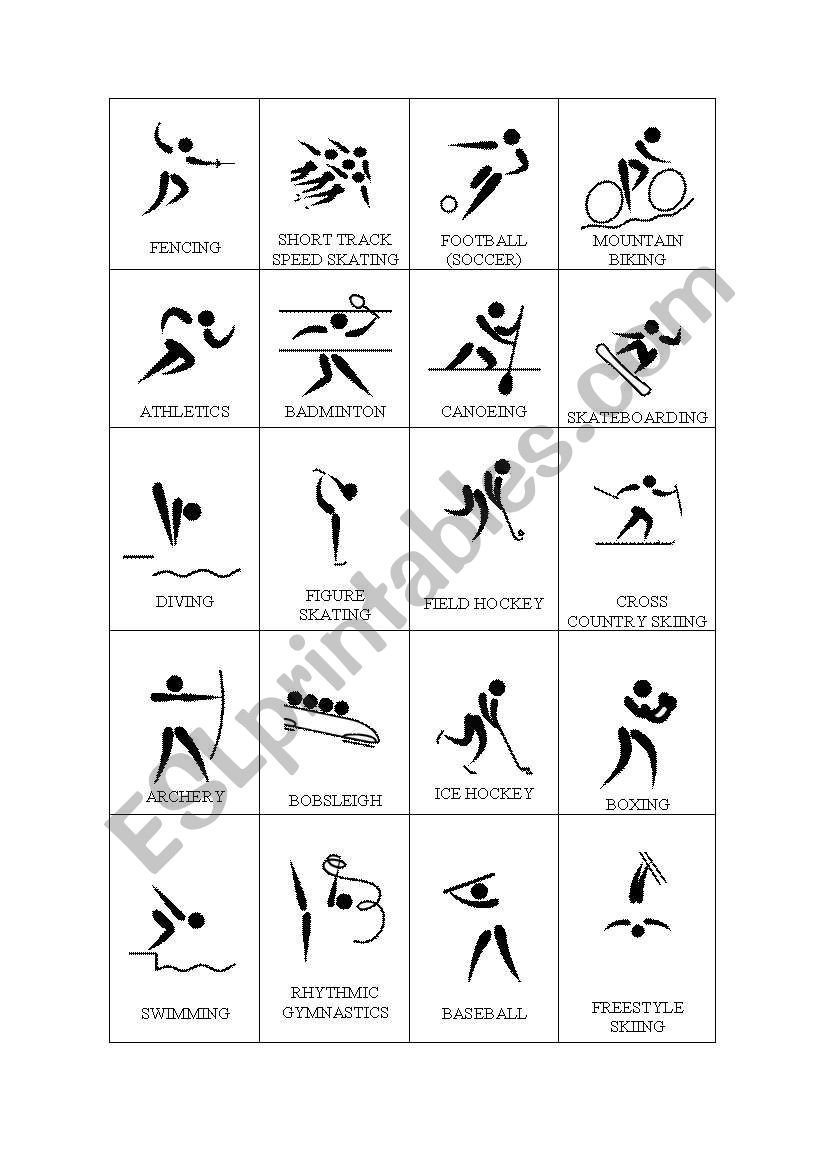 Olyimpic Sports picture chart worksheet