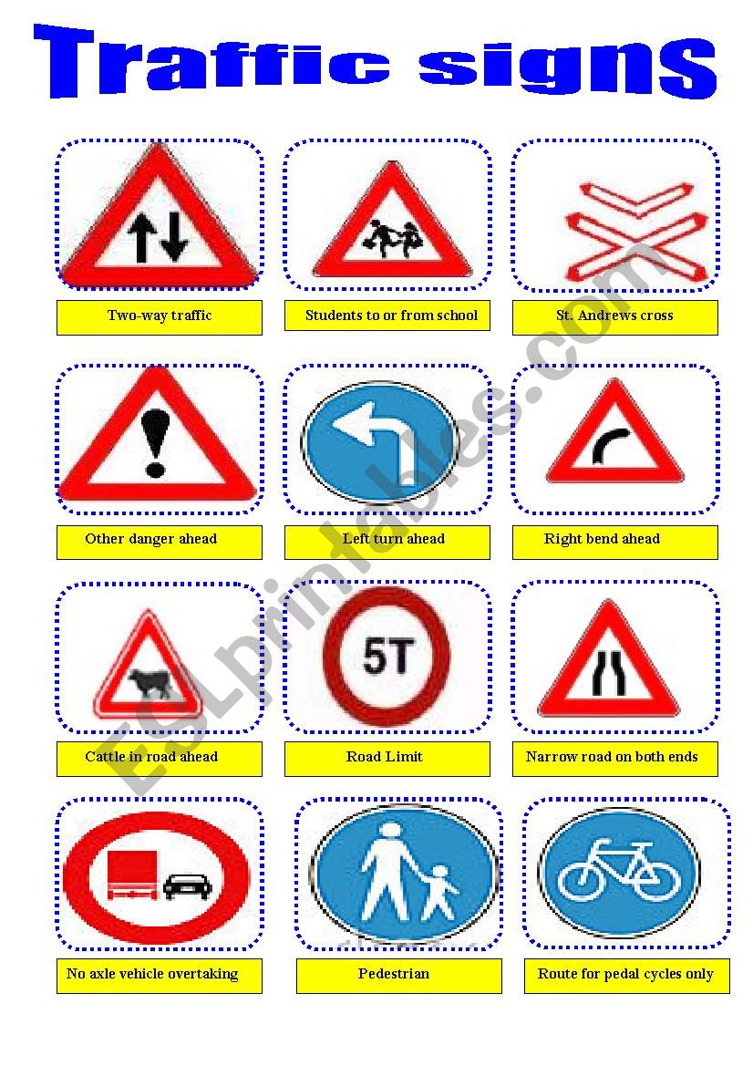traffic rules and symbols worksheet