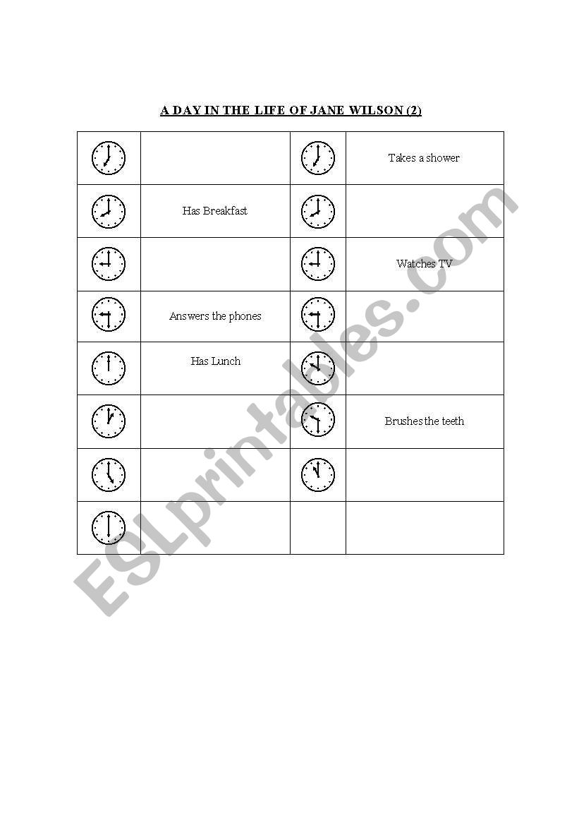 Routine and times worksheet