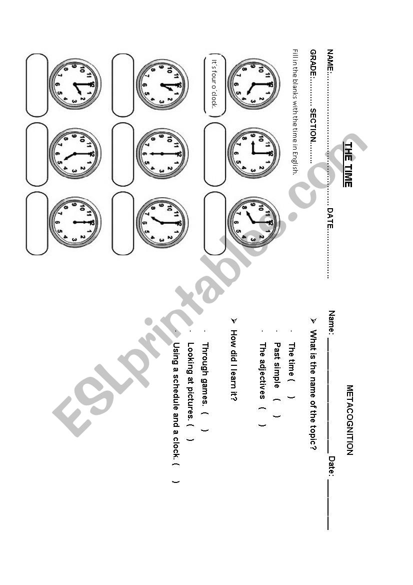 The time worksheet