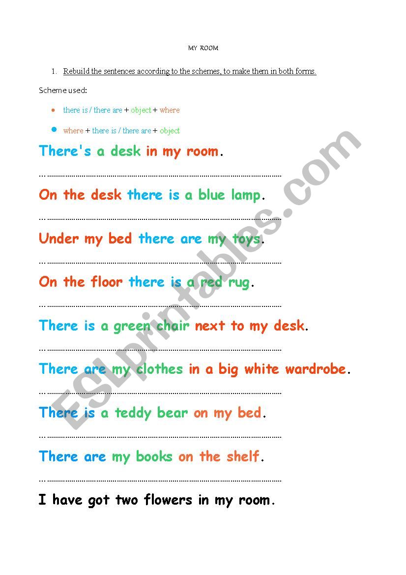 There is/are - MY ROOM worksheet