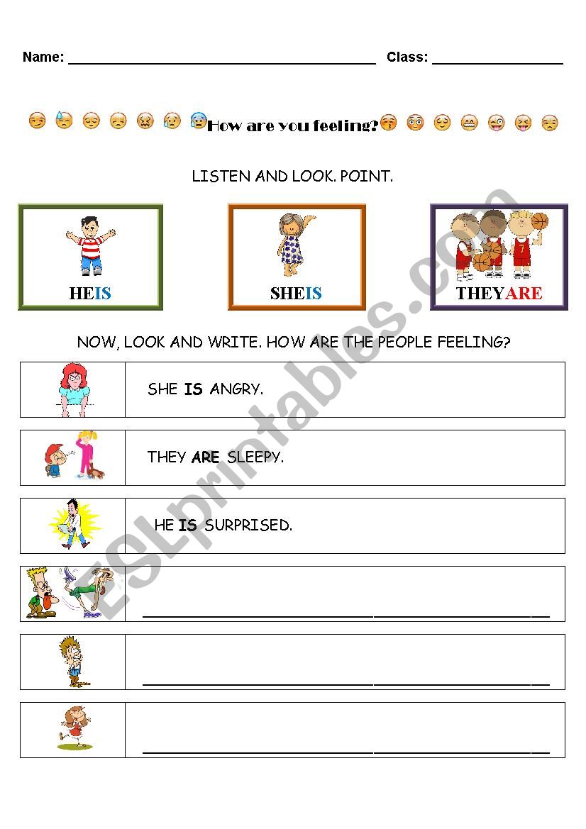 Emotions + He/She/They worksheet