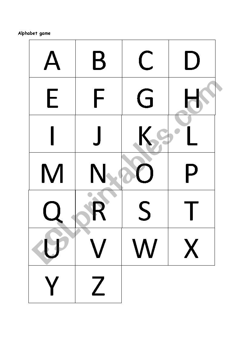Alphabet game worksheet