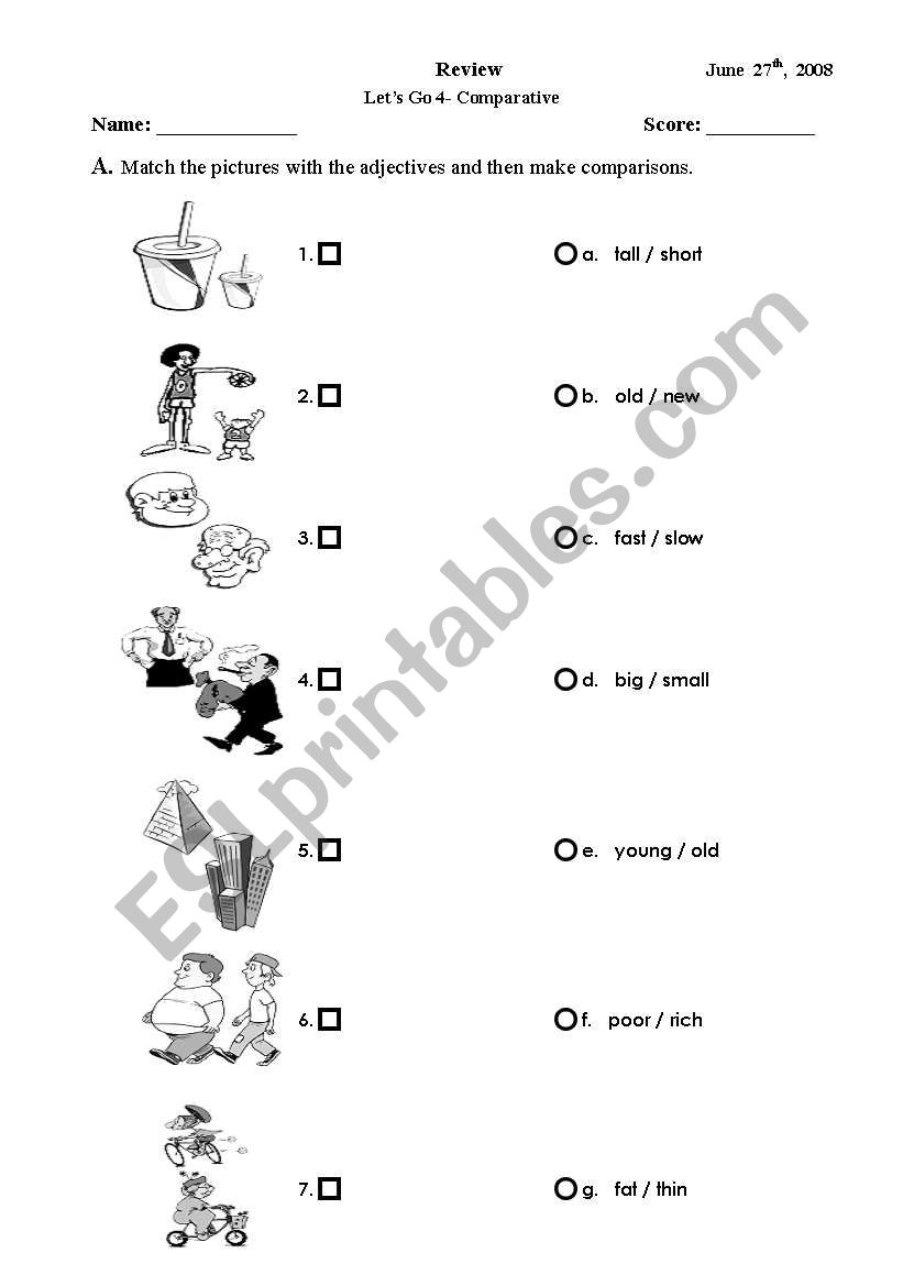 comparative  worksheet