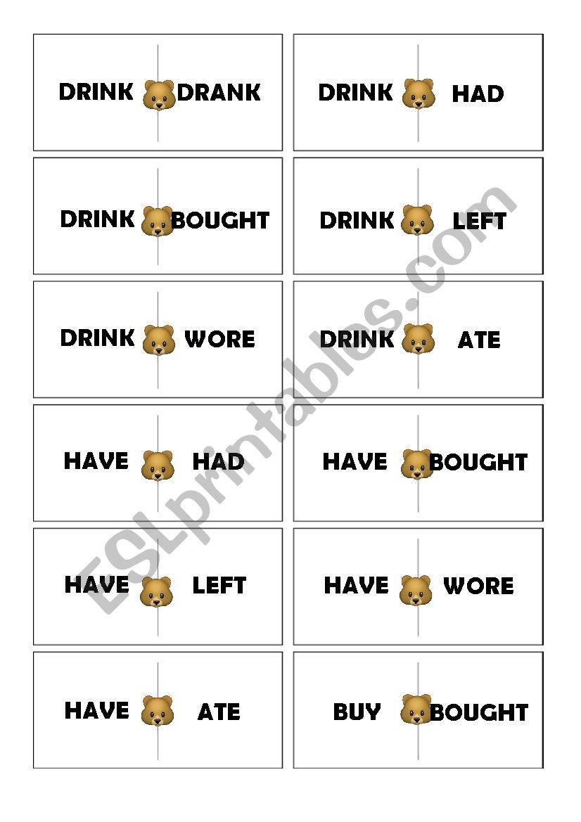 Irregular verbs dominoes (set 2 out of 5)