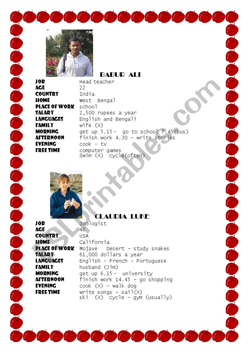 Famous people - Profiles worksheet