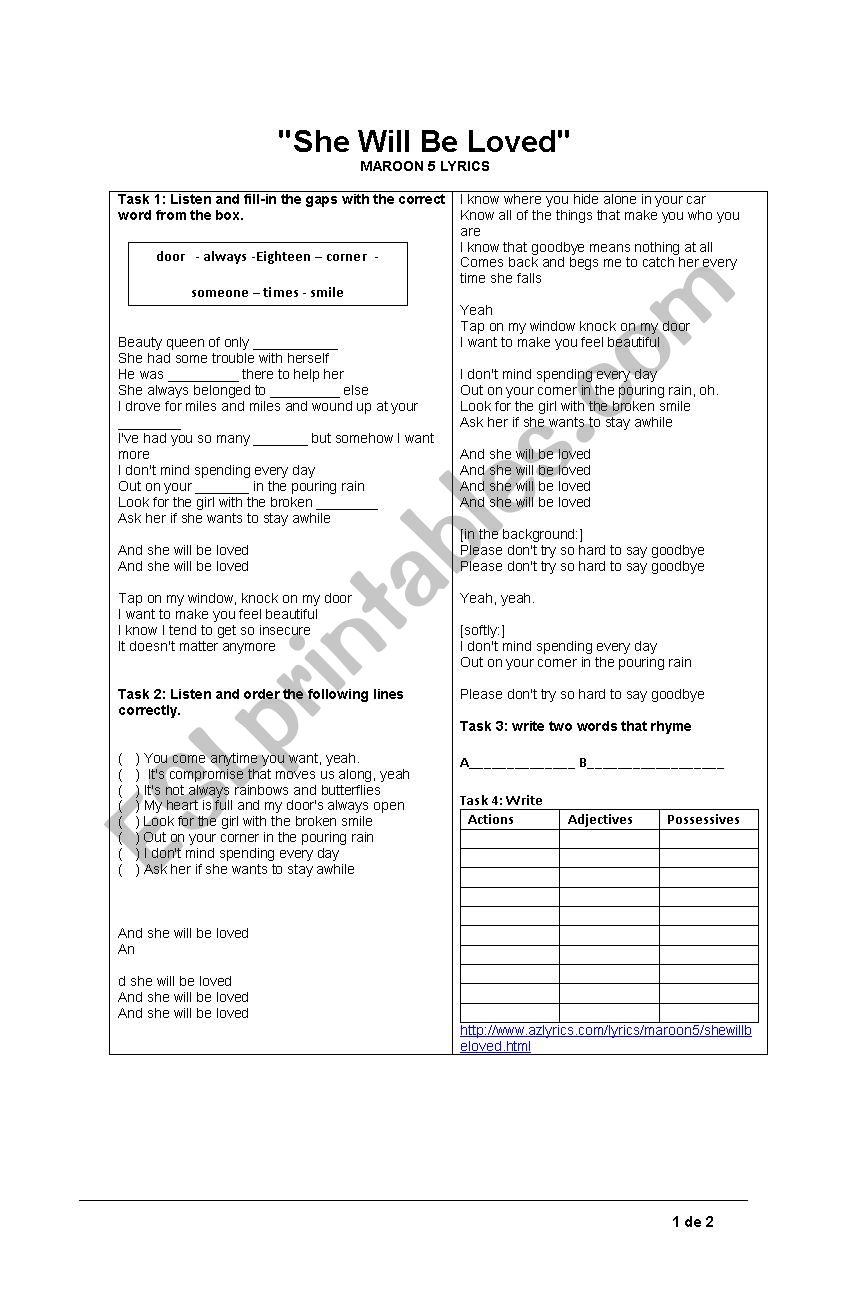 Listening activity  worksheet