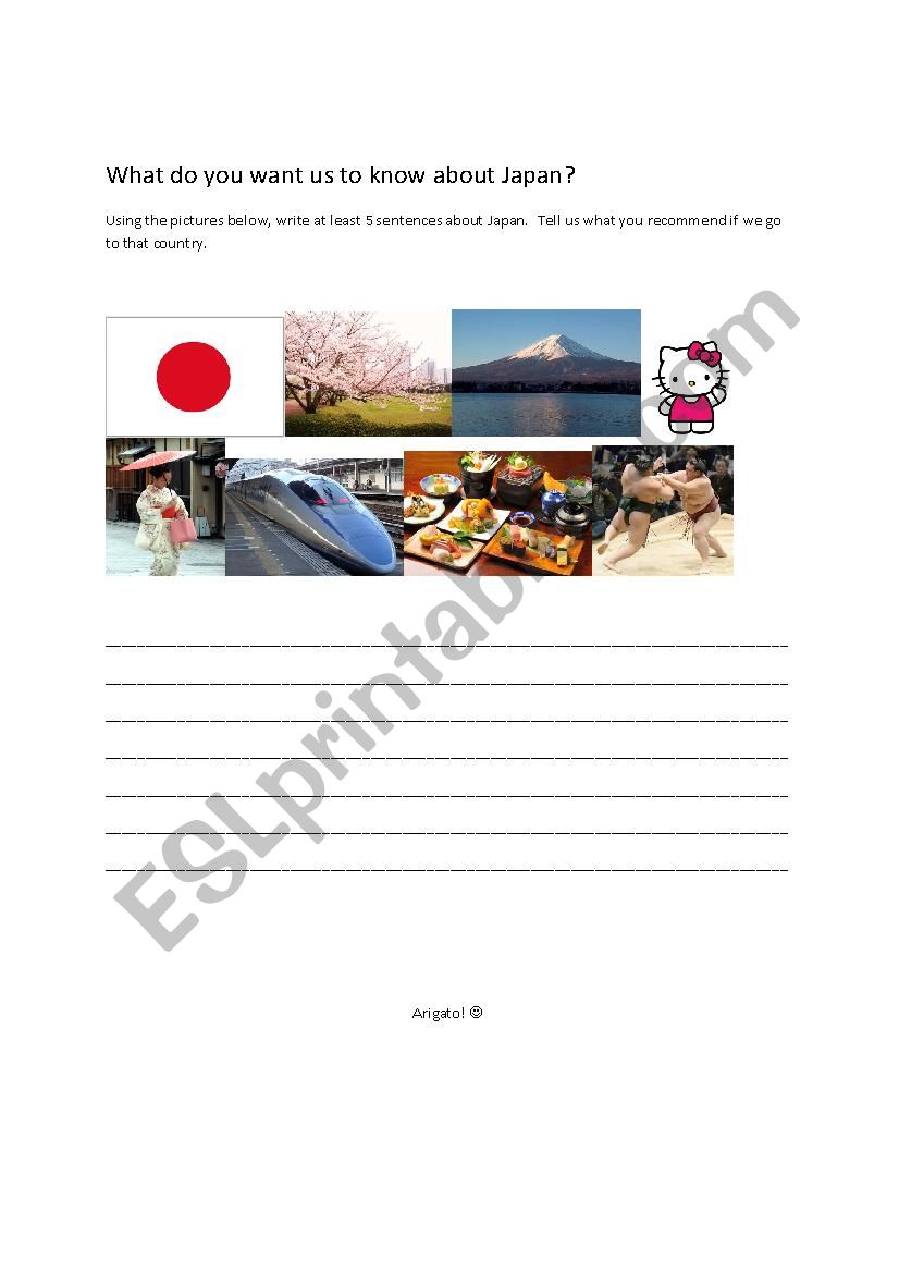 All About Japan (Writing) worksheet