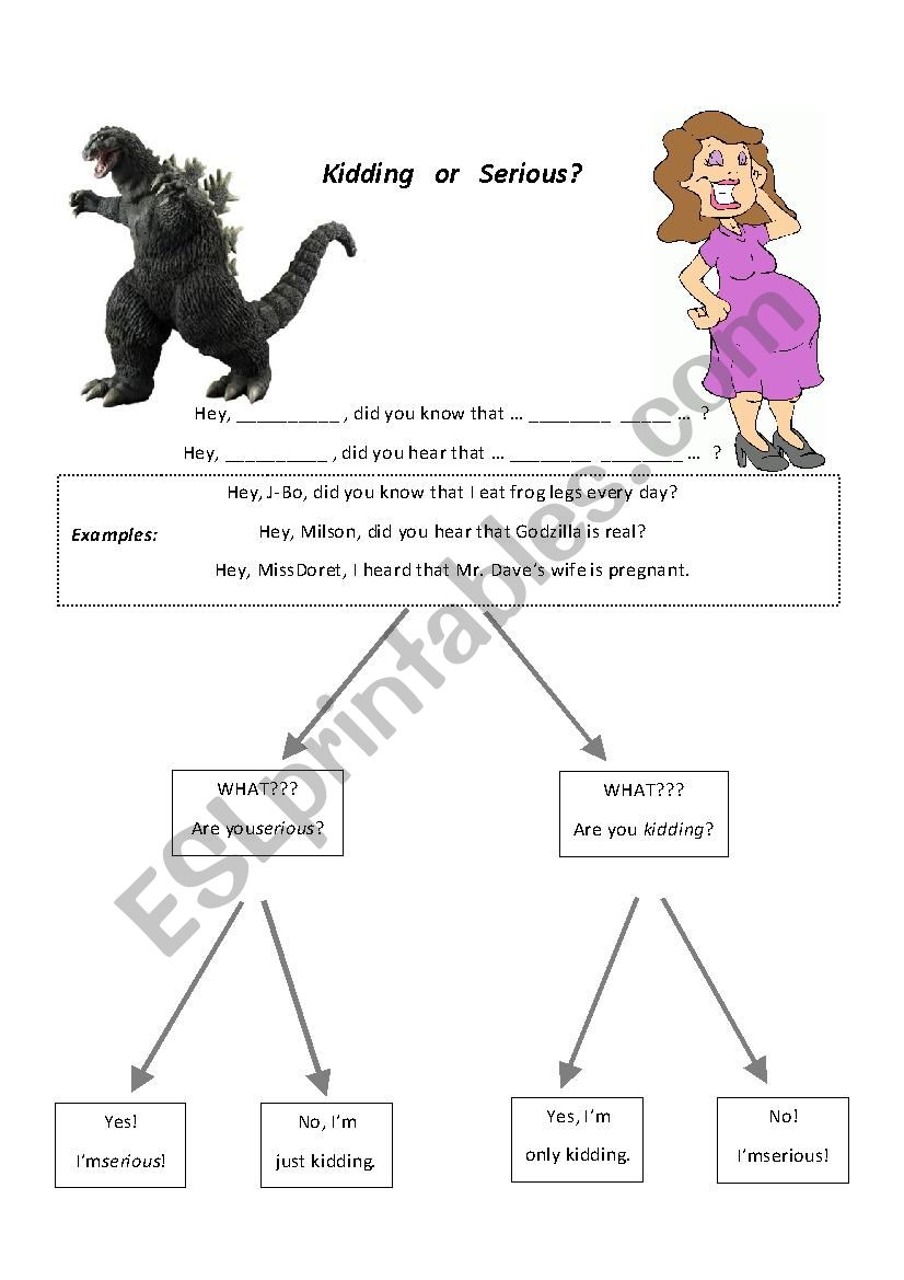 Kidding or Serious Game worksheet