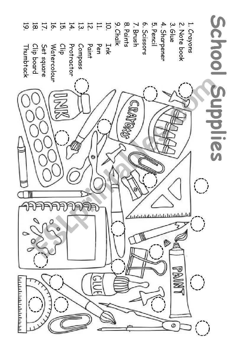 School Supplies worksheet