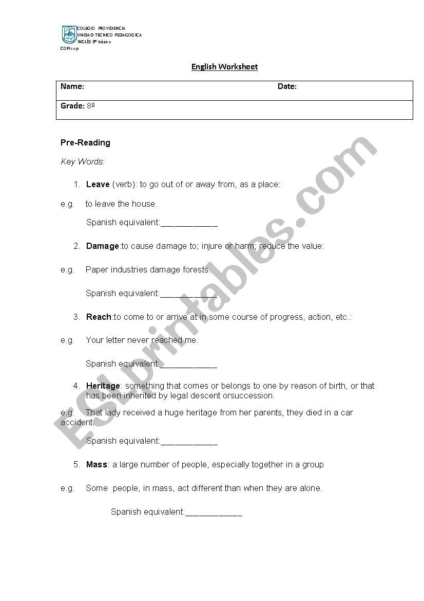 Chilean celebration worksheet