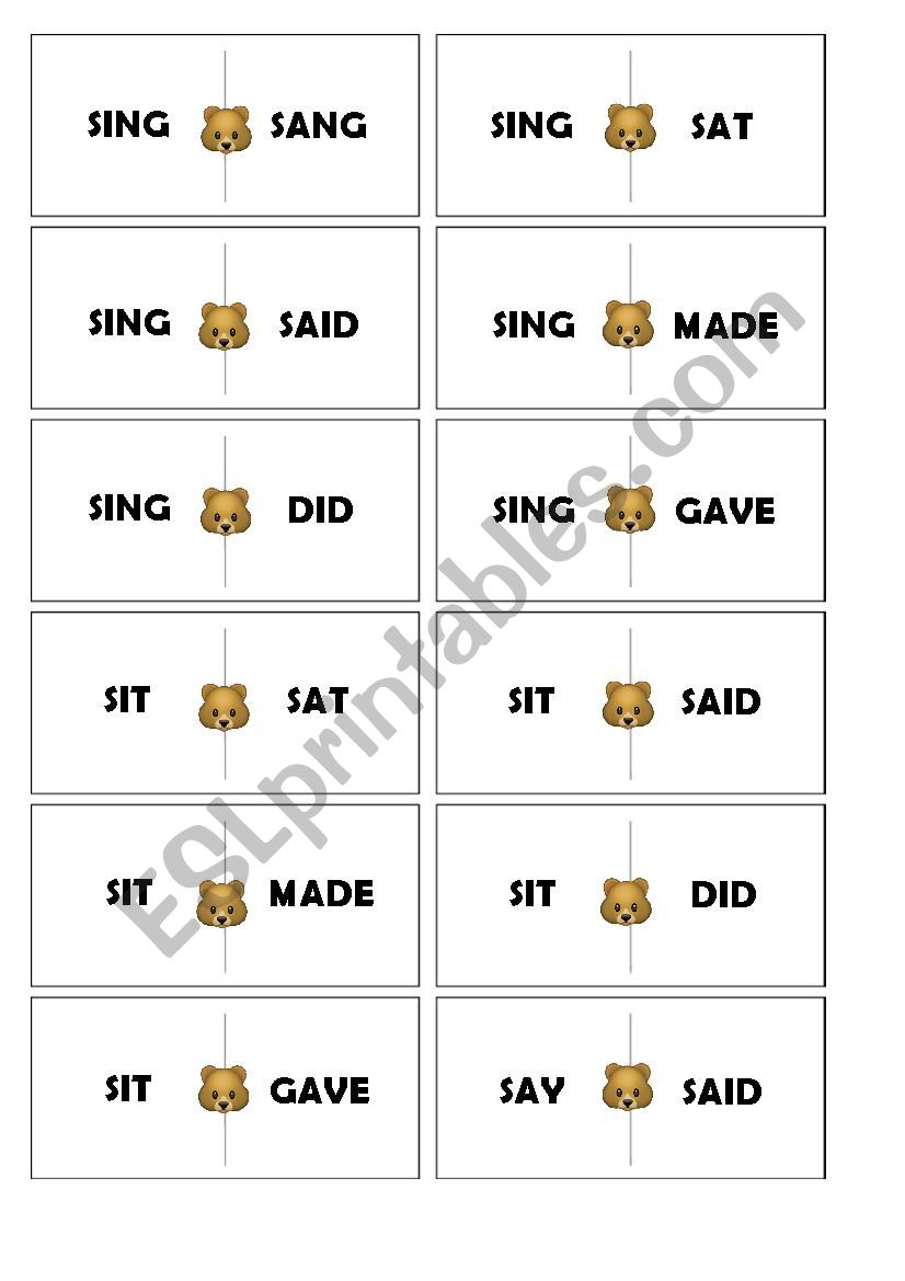 Irregular verbs dominoes (set 4 out of 5)