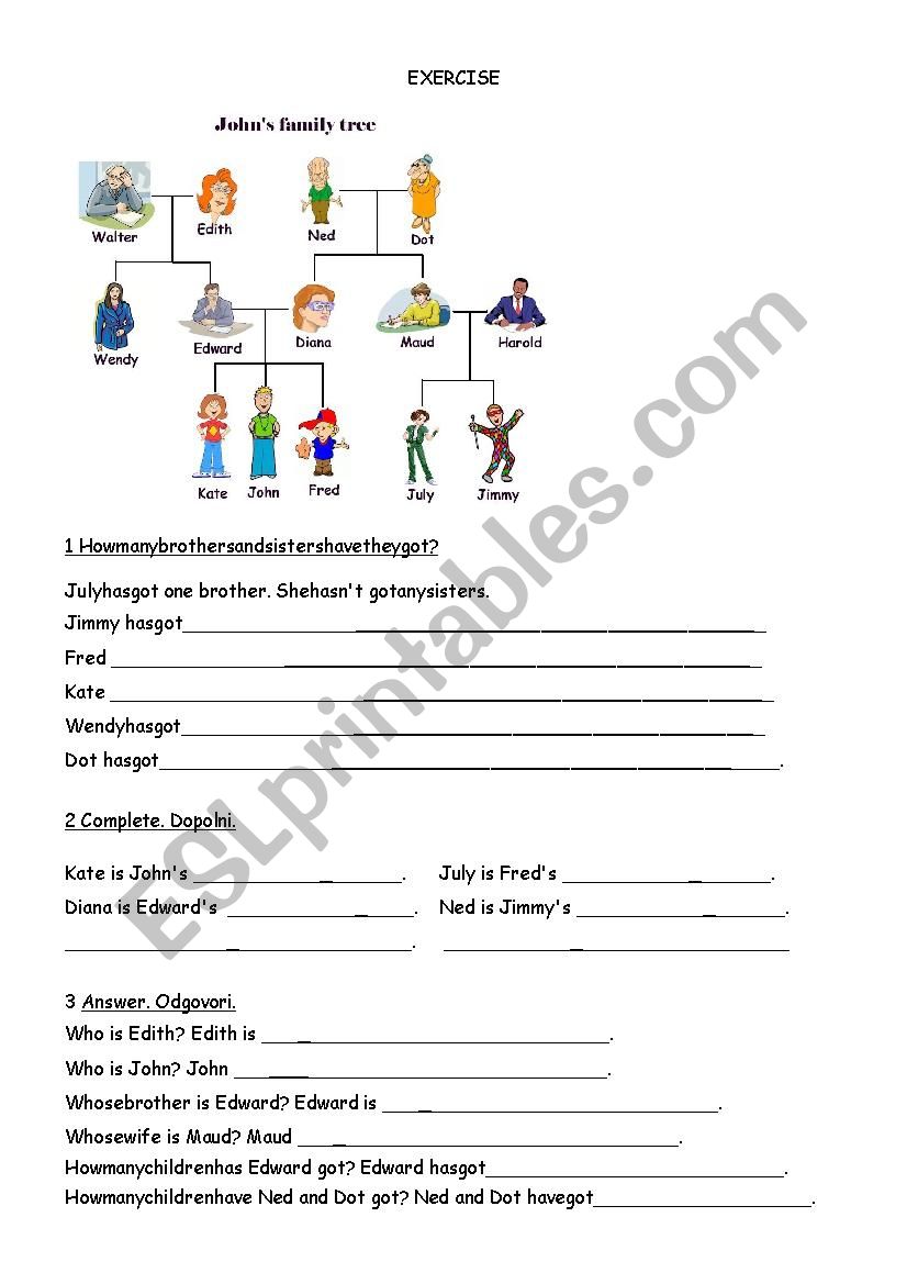 FAMILY TREE worksheet