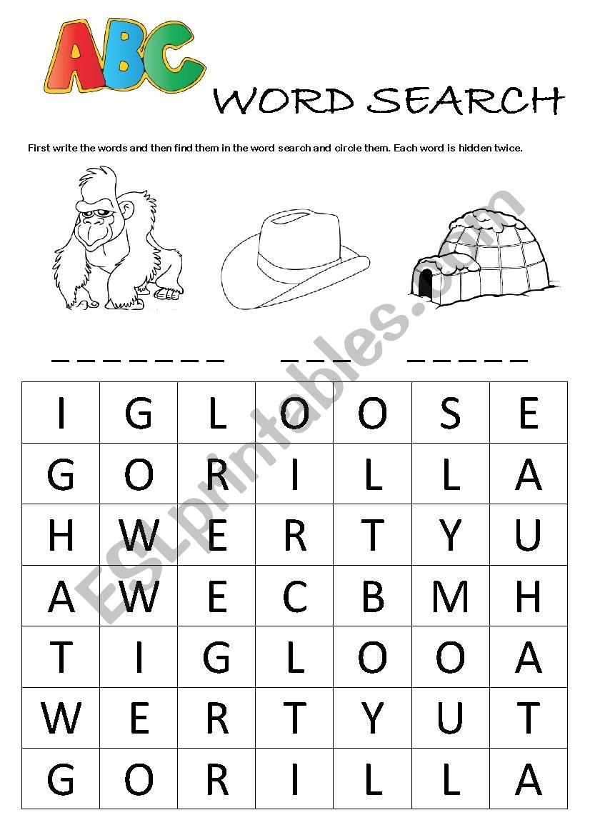 Alphabet Word Search (G, H, I)