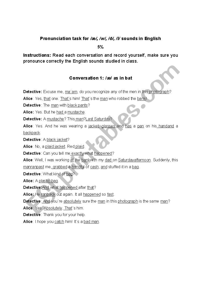 Pronunciation Task to practice some sounds in English