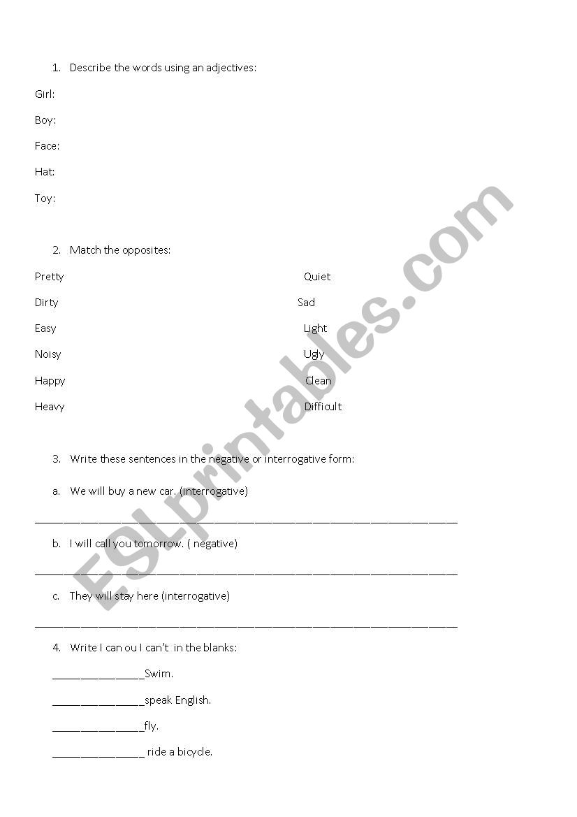 test your English worksheet