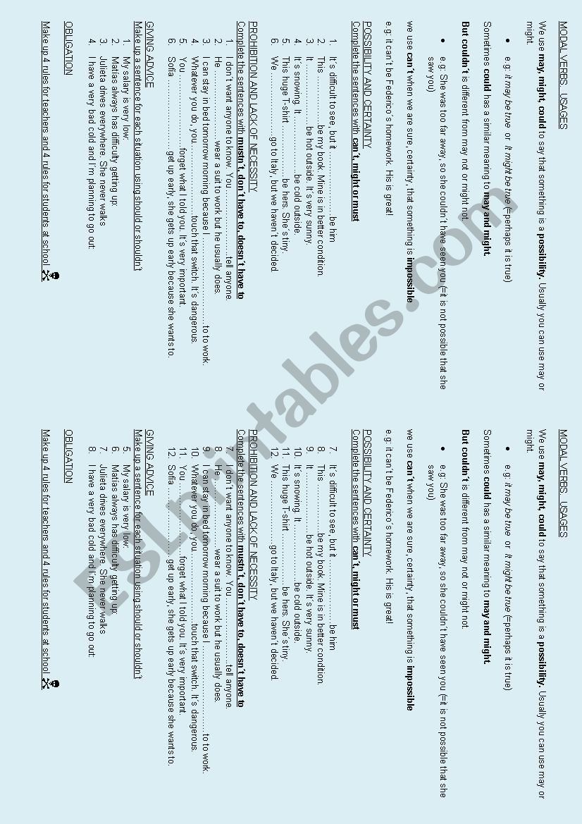 MODAL VERBS worksheet