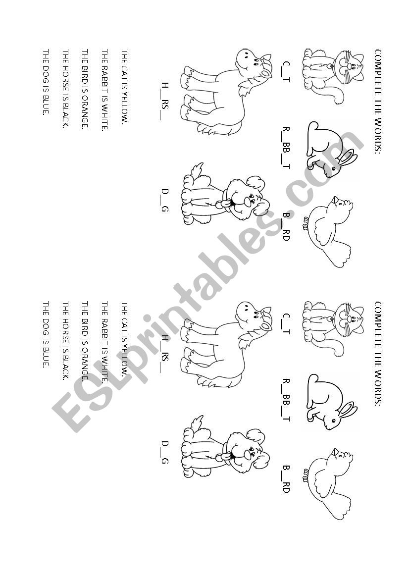 pets worksheet