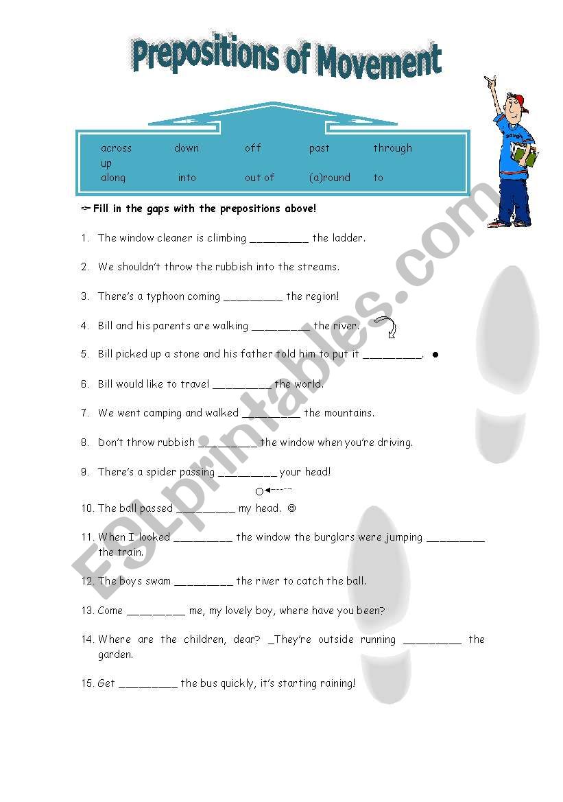 Prepositions of movement worksheet