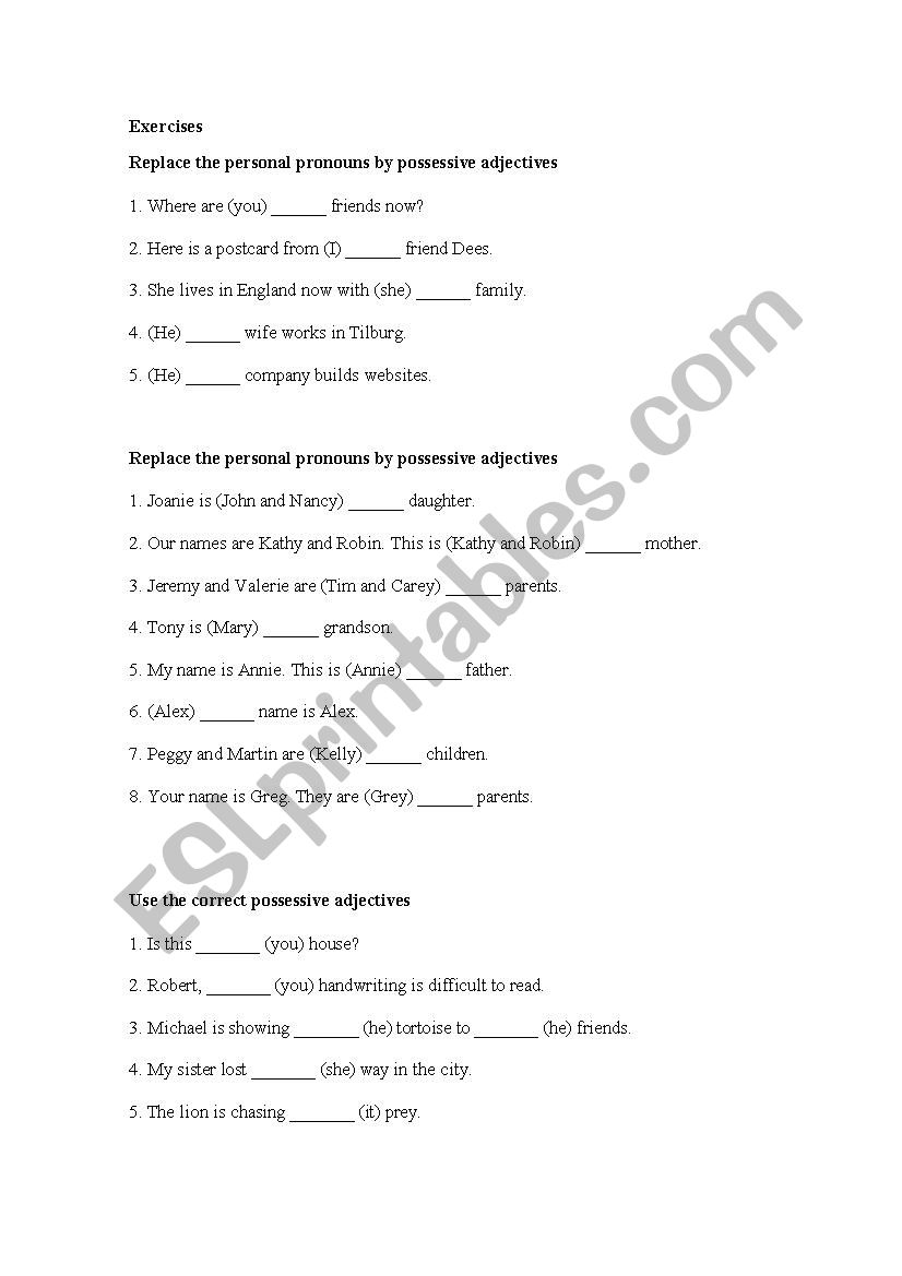 Personal Pronouns worksheet