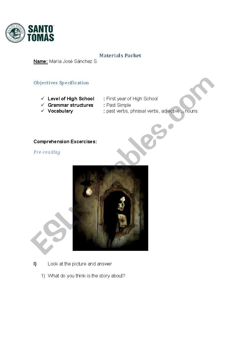 Materials packet Bloody Mary Horror Story