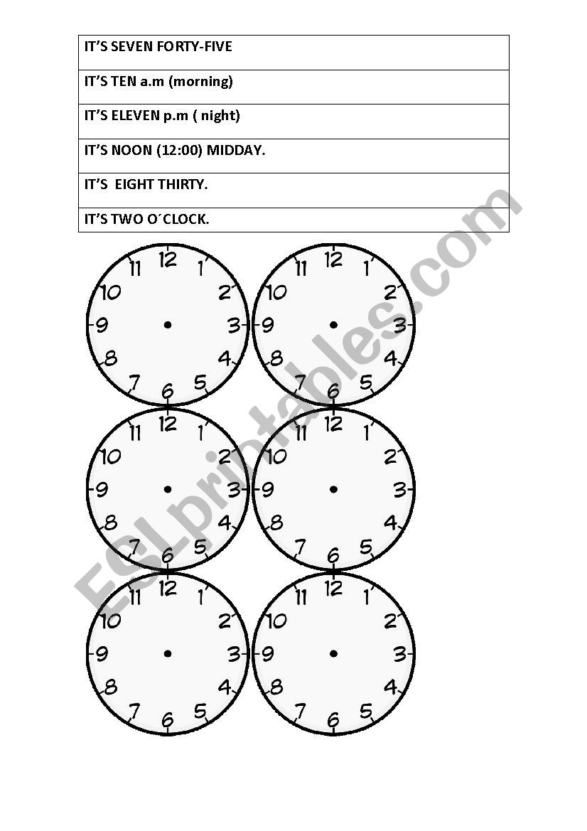 TIME worksheet