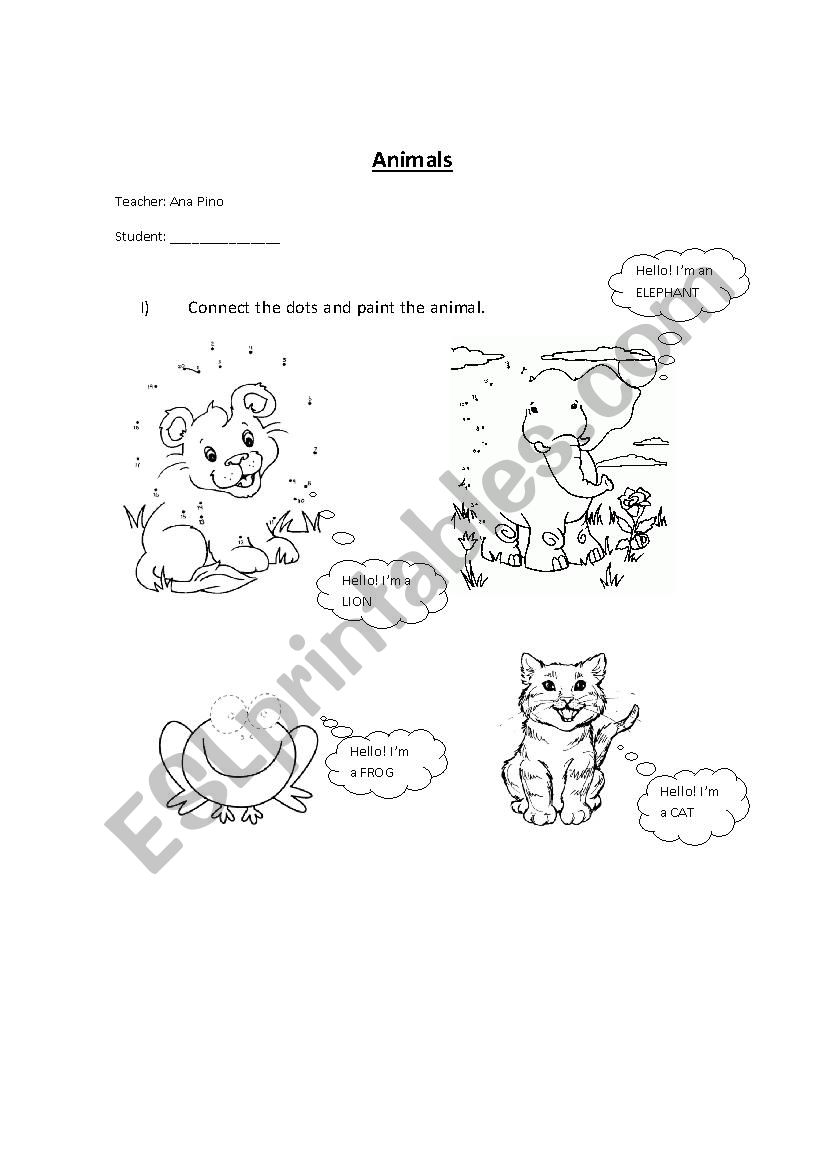 Animals worksheet