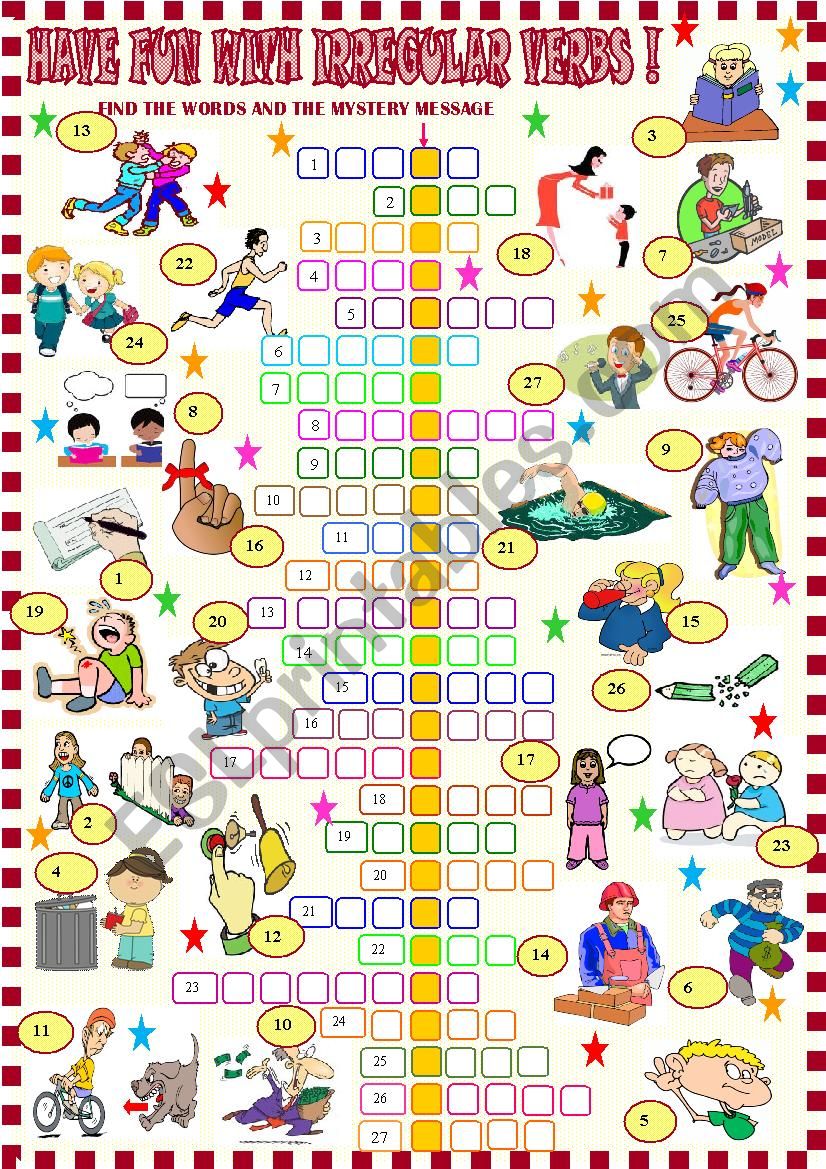 Irregular  verbs crosswords  with KEY