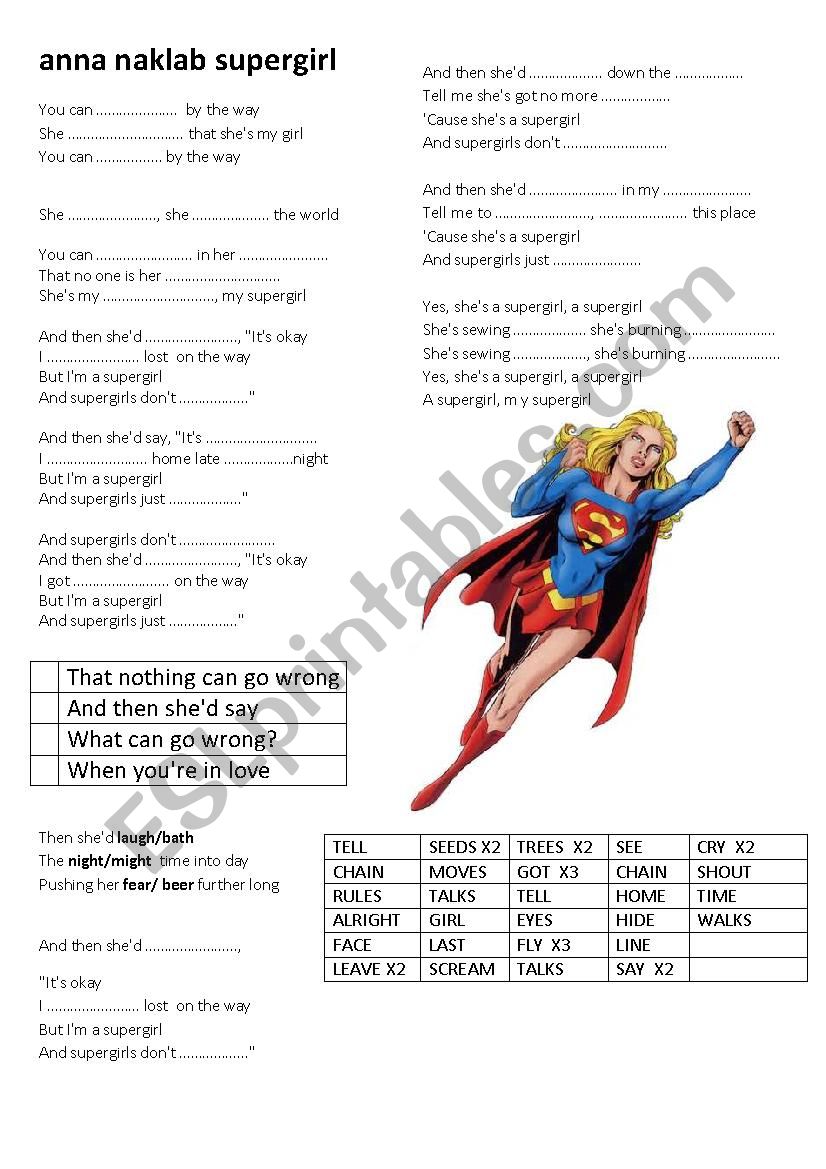 anna naklab supergirl worksheet