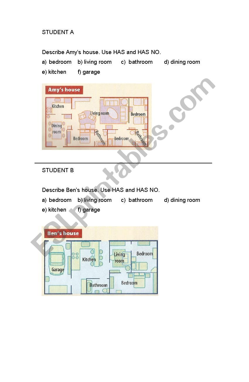 Describing the house worksheet