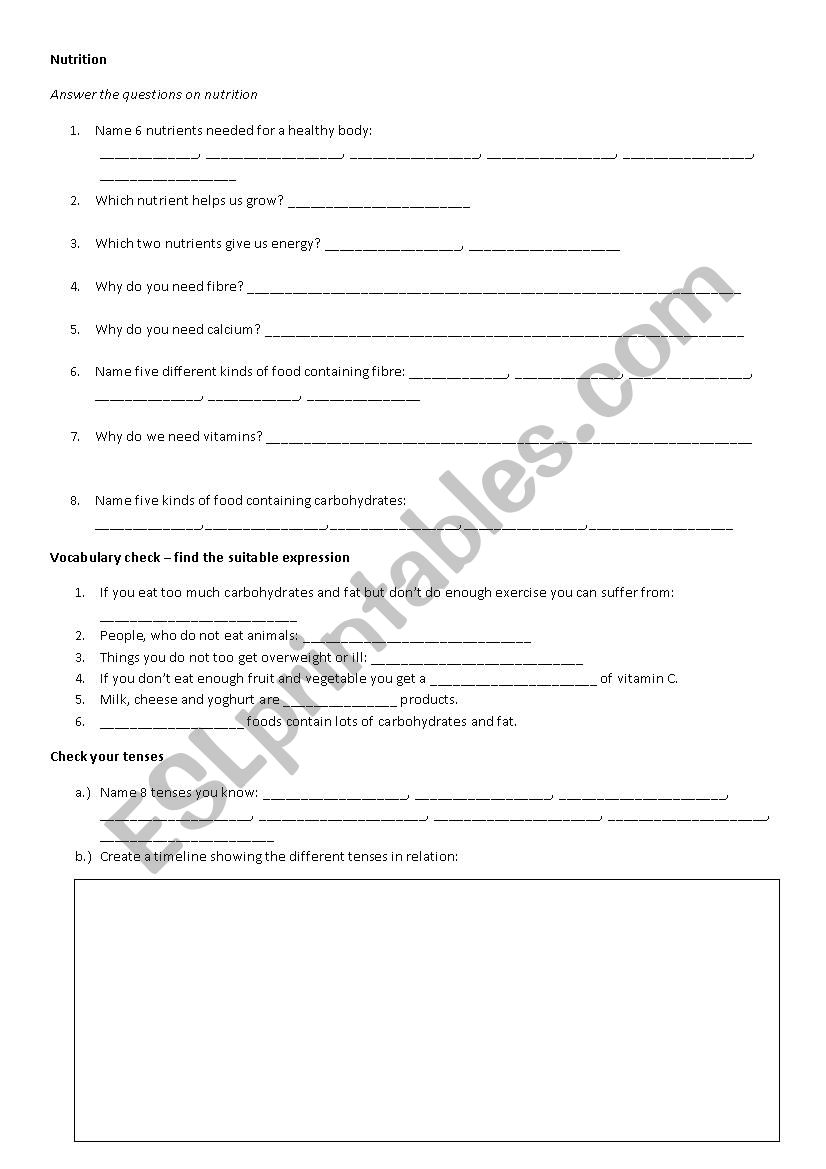 Nutrition worksheet