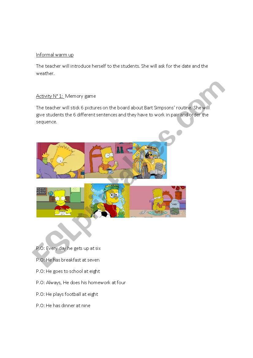 Routine worksheet