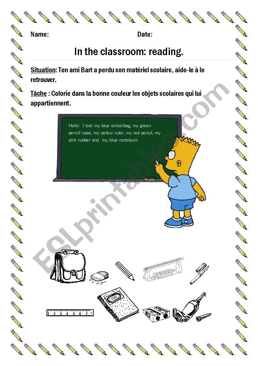 school material reading activity