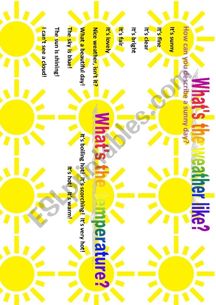 Can you describe a sunny day? worksheet