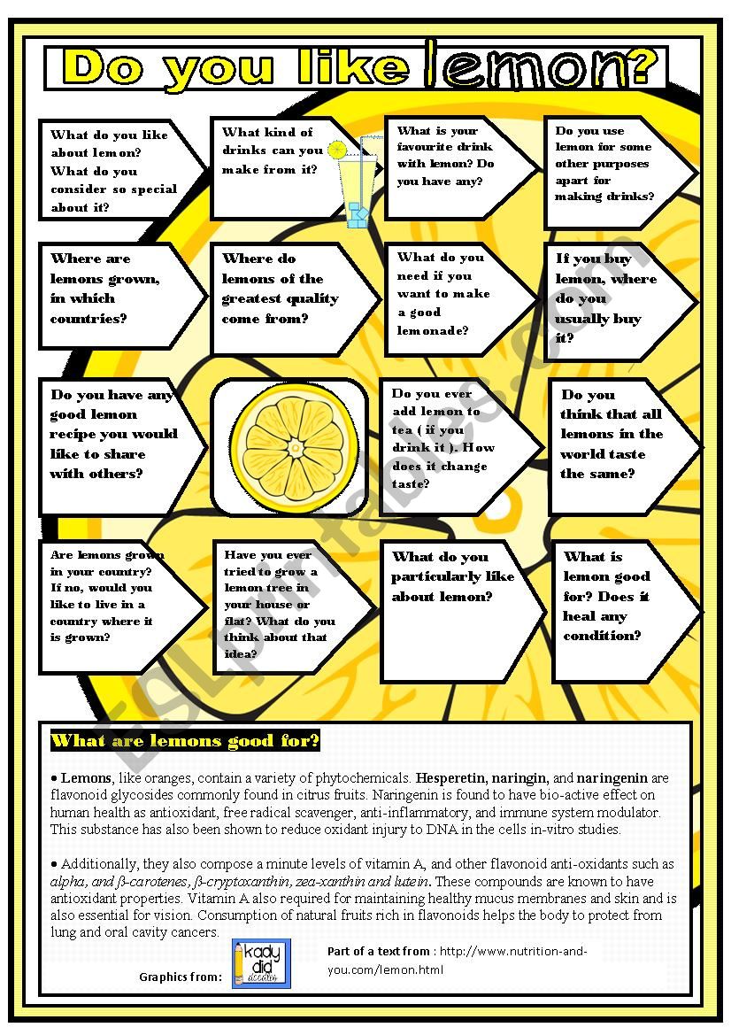 Do you like lemon? - Speaking activity