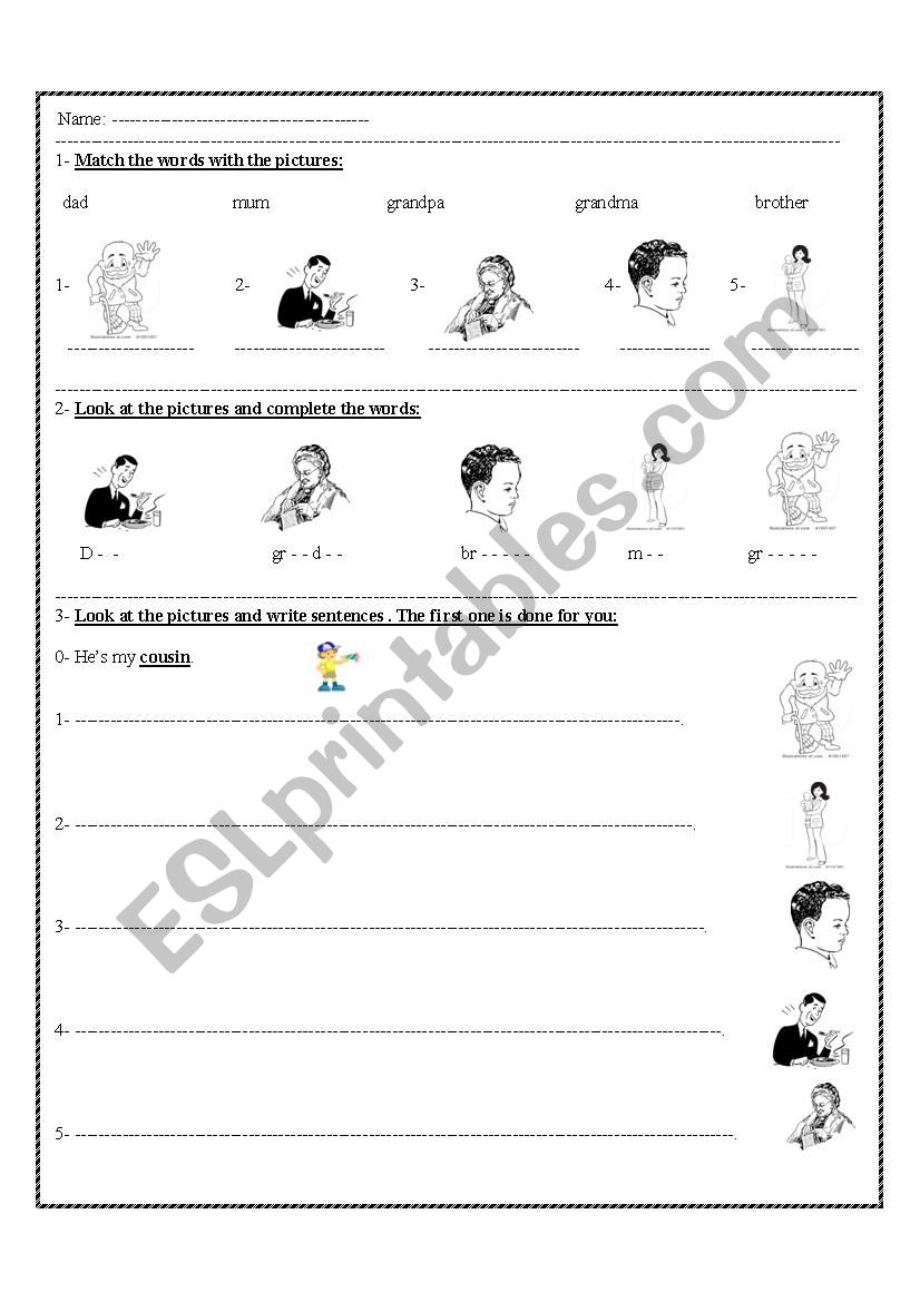 family members worksheet