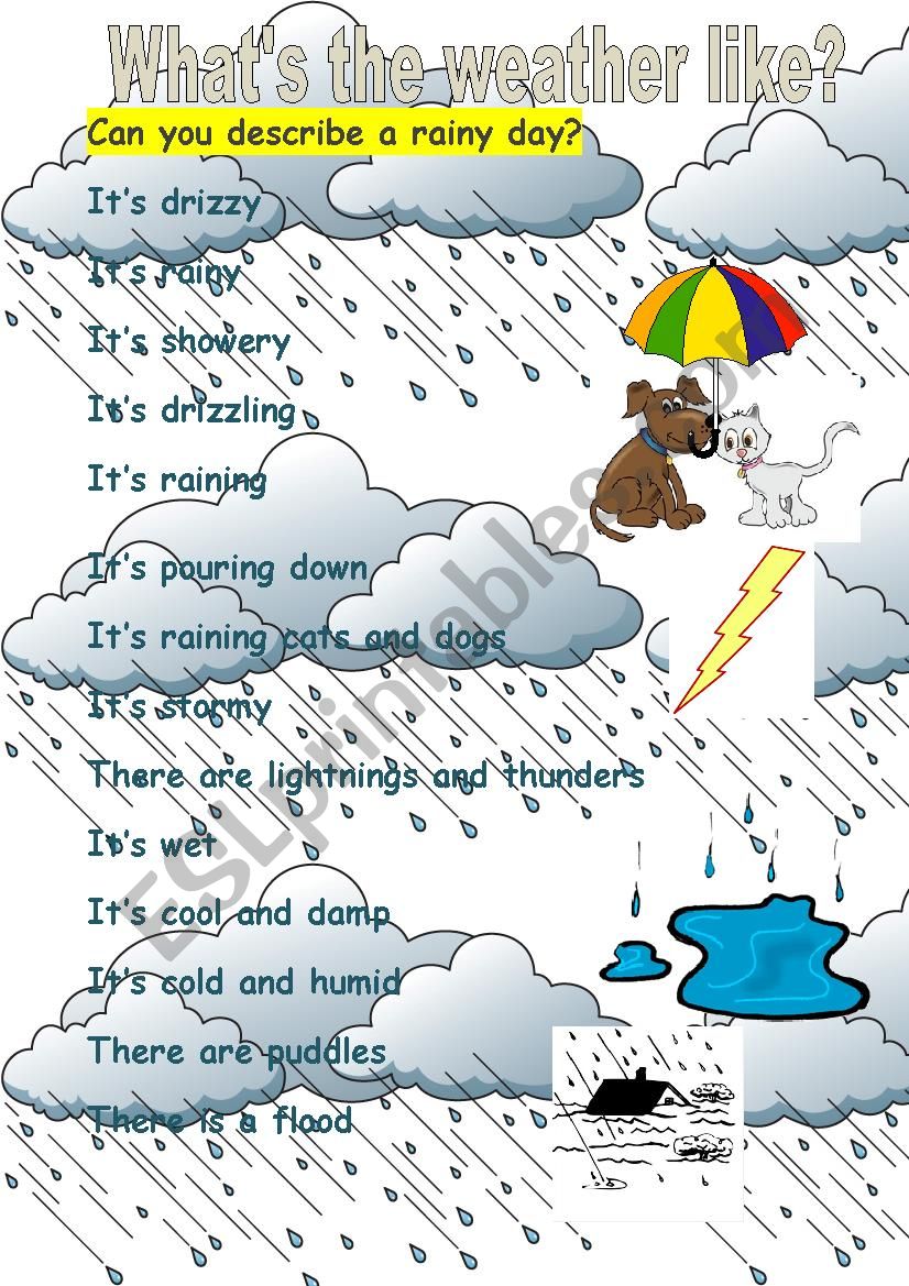 Can you describe a rainy day? worksheet