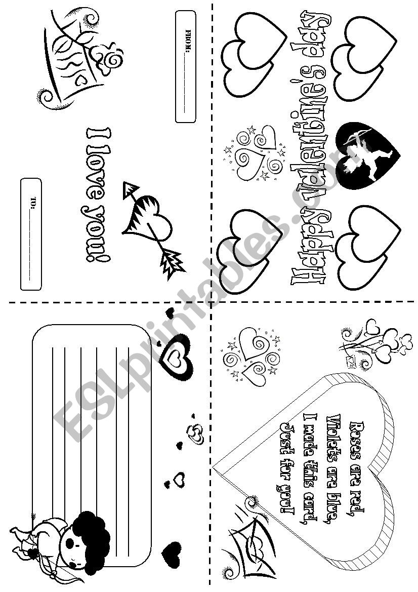 St Valentines postcard worksheet